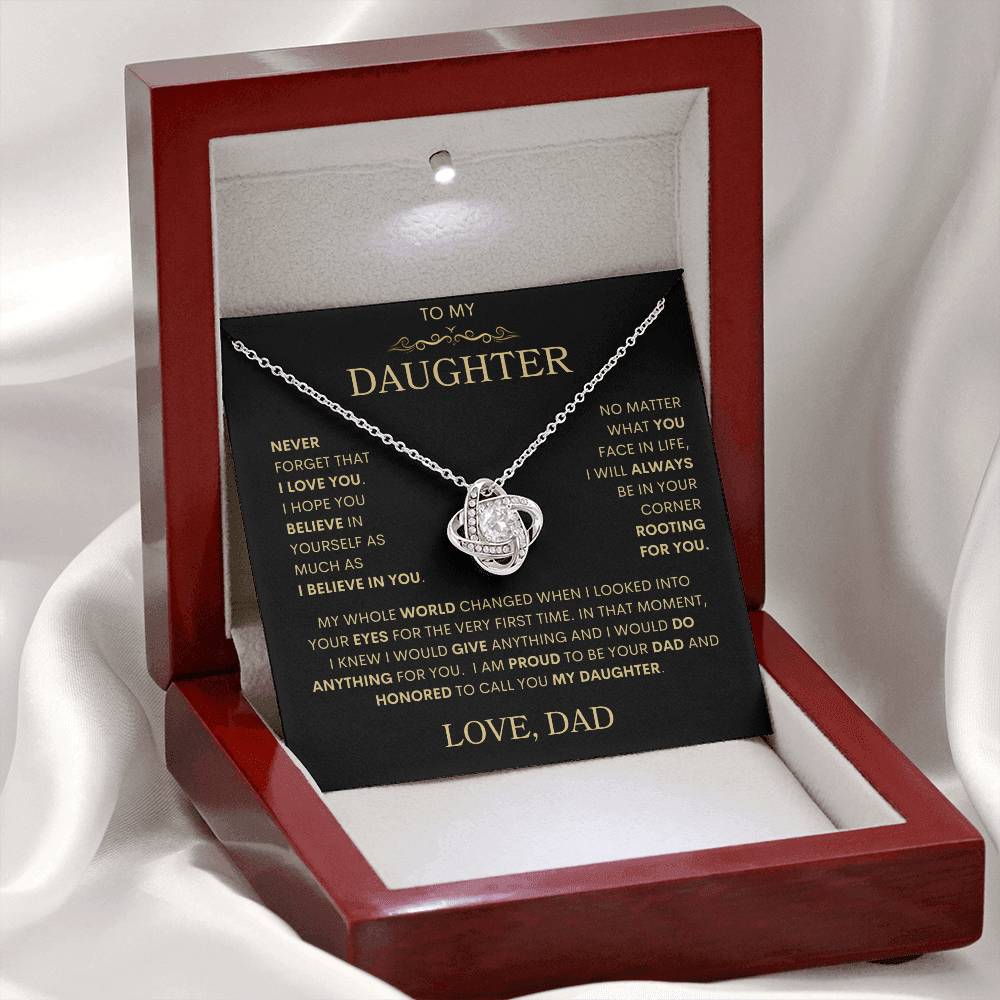 Daughter Love Dad "My Whole World Changed" | Love Knot Necklace