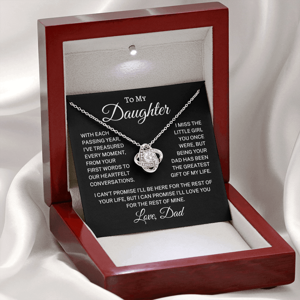 Gift for Daughter Love Dad "Treasured Every Moment" | Love Knot Necklace
