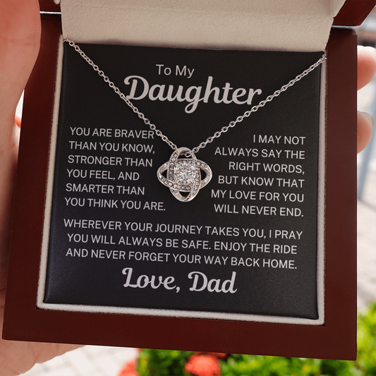 Gift for My Daughter "Never Forget Your Way Back Home" | Love Knot Necklace