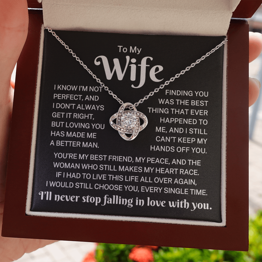 Gift for Wife "Makes My Heart Race" |  Love Knot Necklace