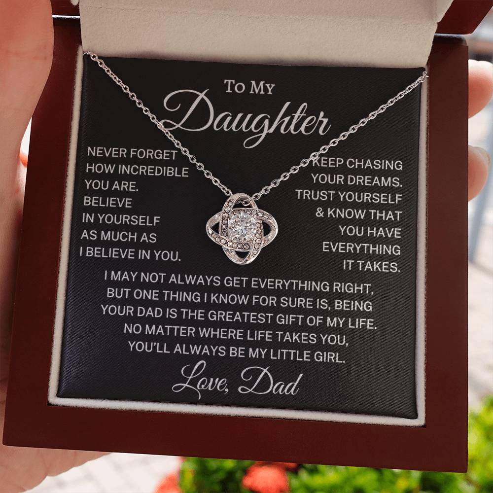Gift for Daughter Love Dad "Greatest Gift" | Love Knot Necklace