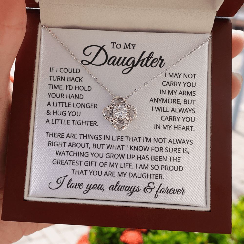 Gift for Daughter "Hug You A Little Tighter" | Love Knot Necklace