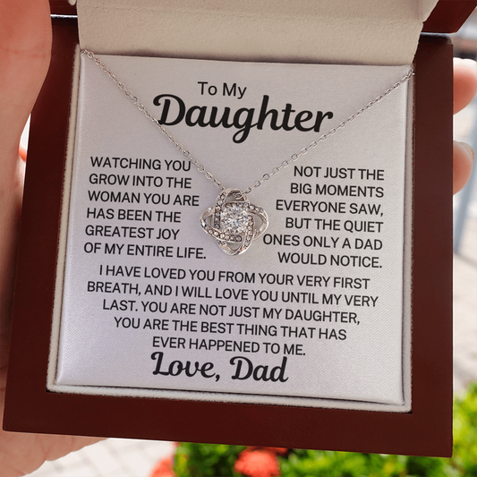 Gift for My Daughter "Very First Breath" | Love Knot Necklace