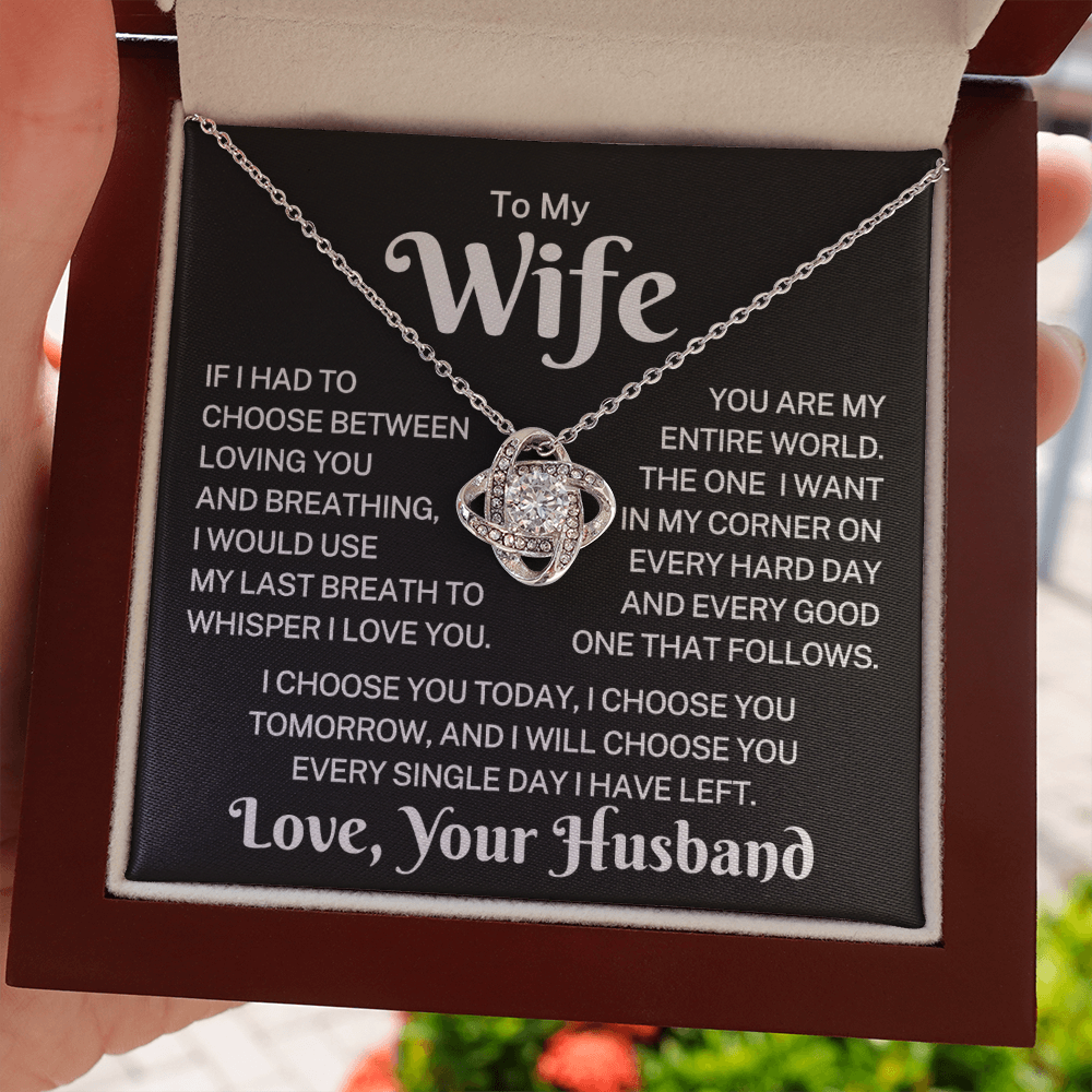 Gift for Wife "My Entire World" | Love Knot Necklace