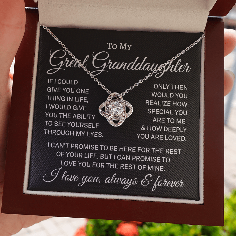 Gift for Great Granddaughter "How Deeply You Are Loved" | Love Knot Necklace
