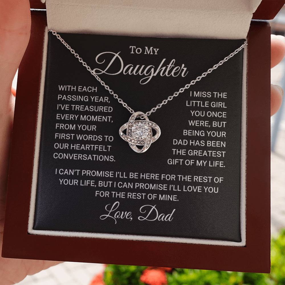 Gift for Daughter Love Dad "Treasured Every Moment" | Love Knot Necklace