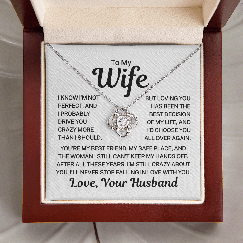 Gift for Wife "Crazy About You" |  Love Knot Necklace