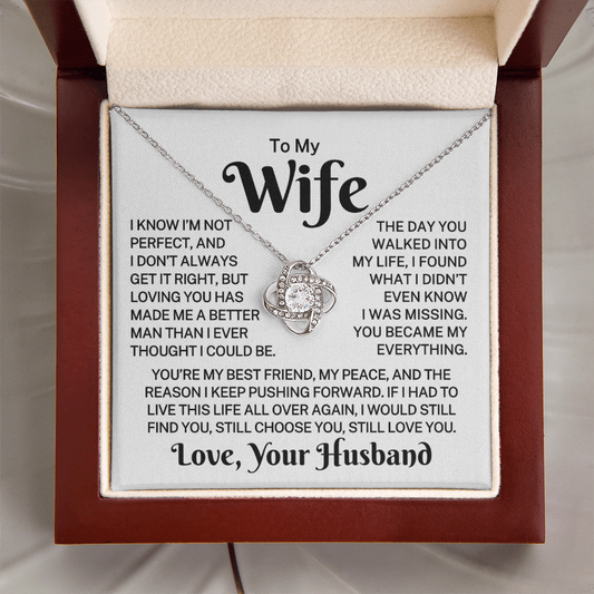 Gift for Wife "You Became My Everything" | Love Knot Necklace
