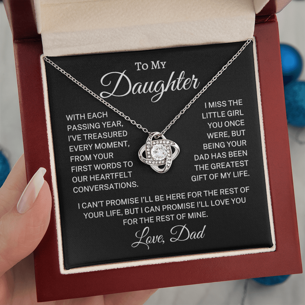 Gift for Daughter Love Dad "Treasured Every Moment" | Love Knot Necklace