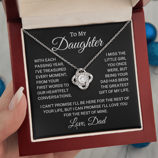 Gift for Daughter Love Dad "Treasured Every Moment" | Love Knot Necklace