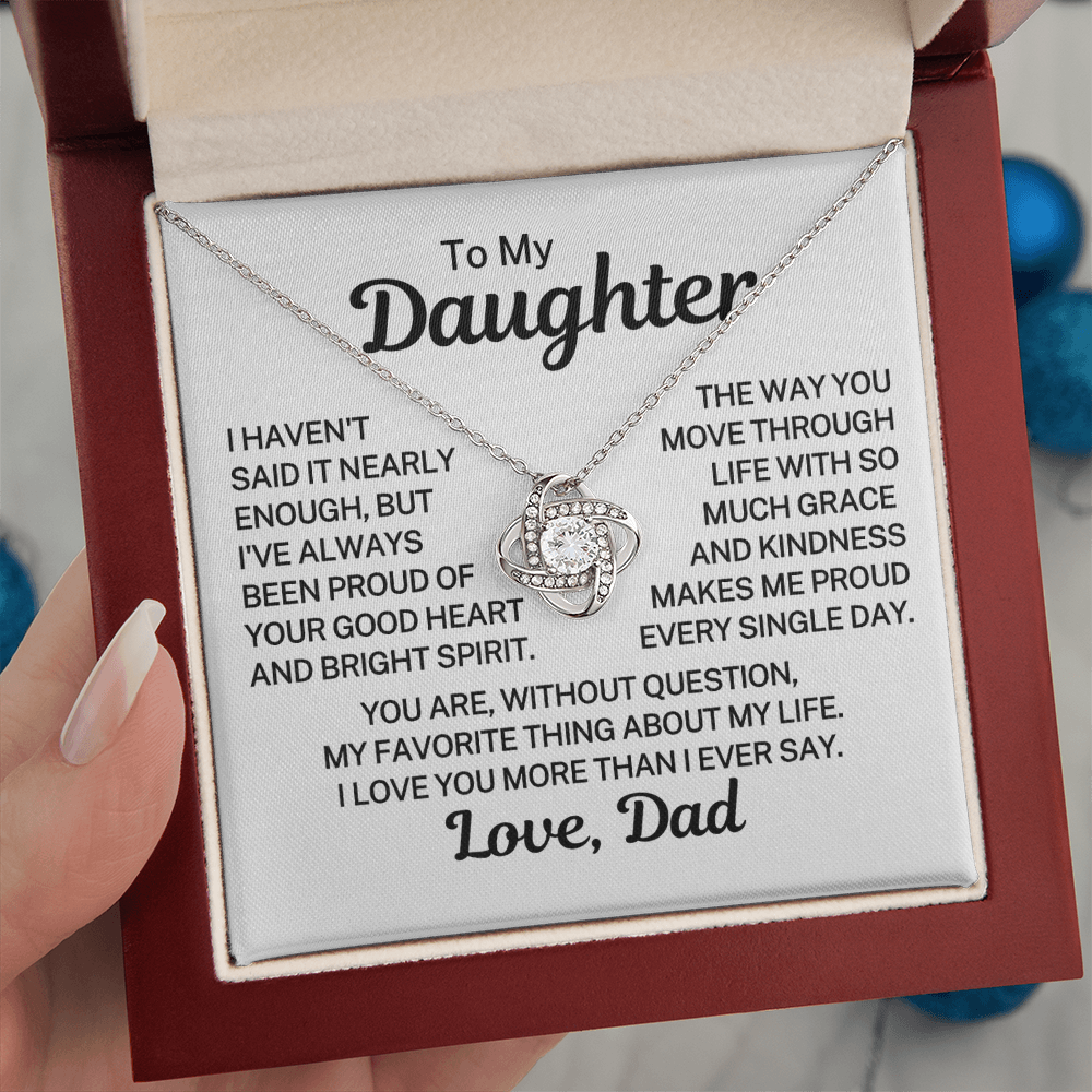 Gift for My Daughter "My Favorite Thing About My Life" | Love Knot Necklace