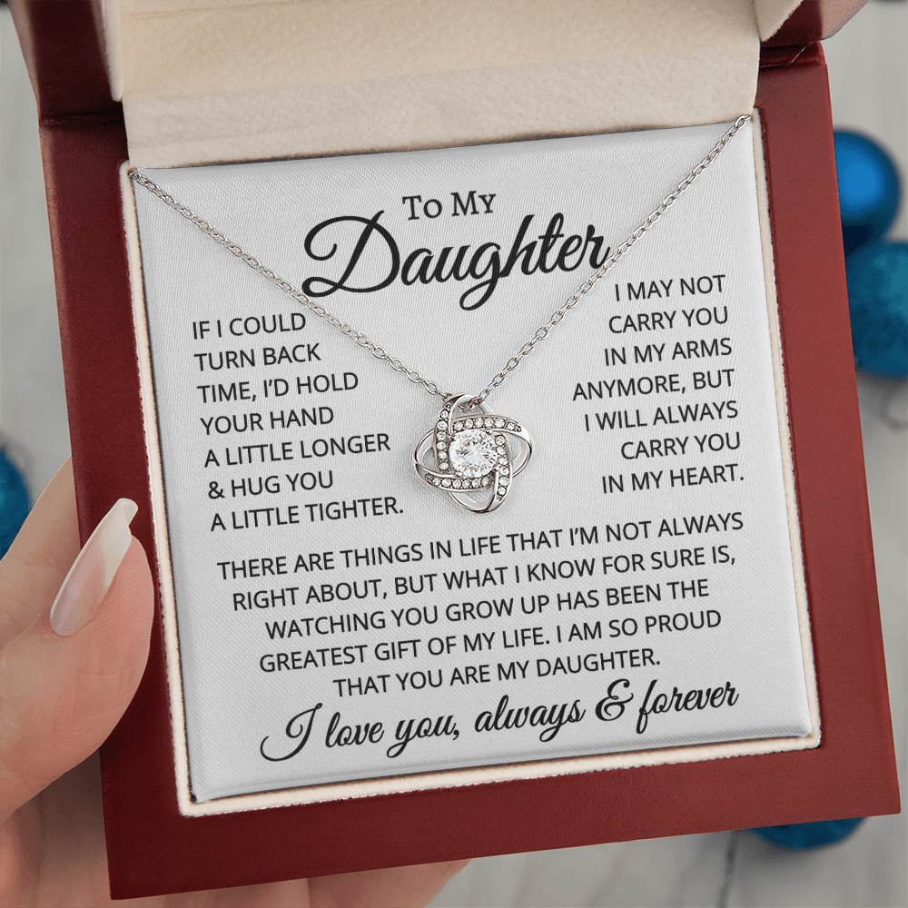 Gift for Daughter "Hug You A Little Tighter" | Love Knot Necklace