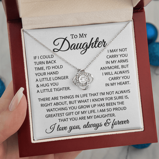 Gift for Daughter "Hug You A Little Tighter" | Love Knot Necklace