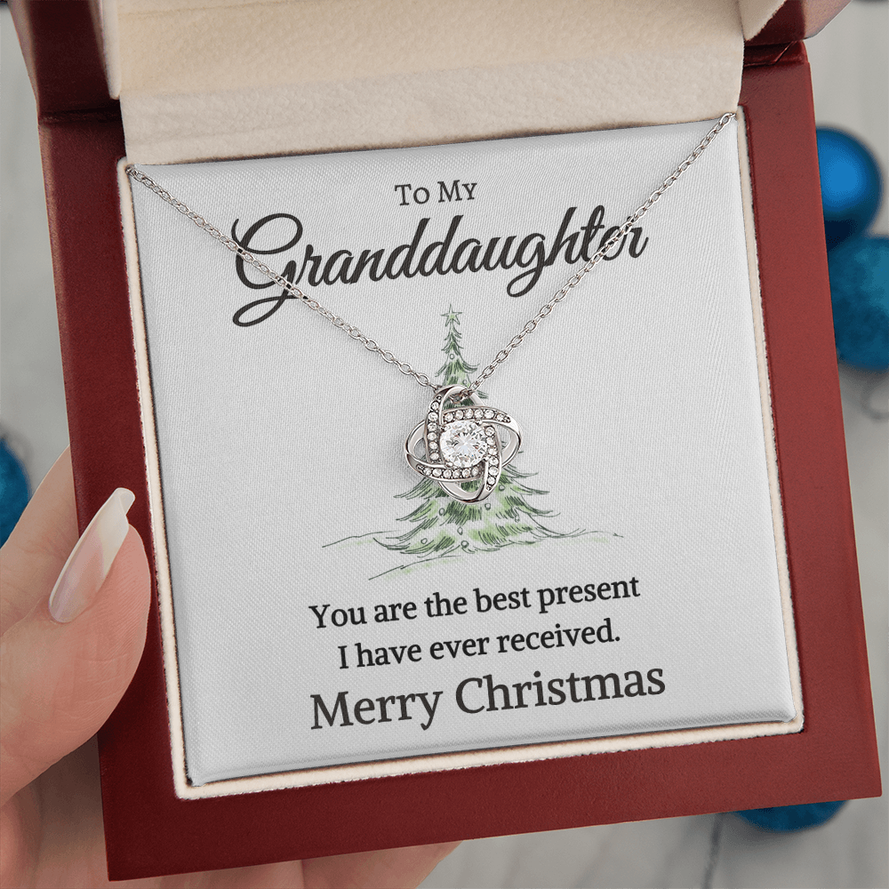 Gift for My Granddaughter "Best Present" | Love Knot Necklace