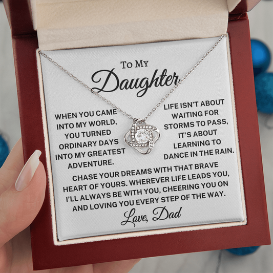 Gift for Daughter Love Dad "Greatest Adventure" | Love Knot Necklace