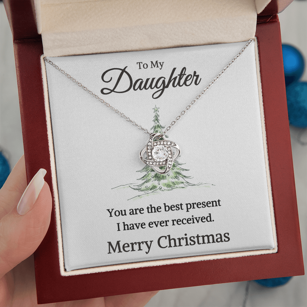 Gift for My Daughter "Best Present" | Love Knot Necklace