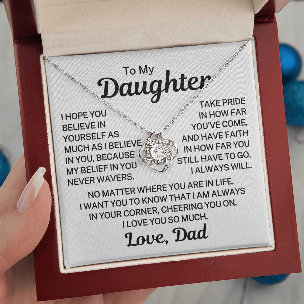 Gift for My Daughter "I Believe In You" | Love Knot Necklace