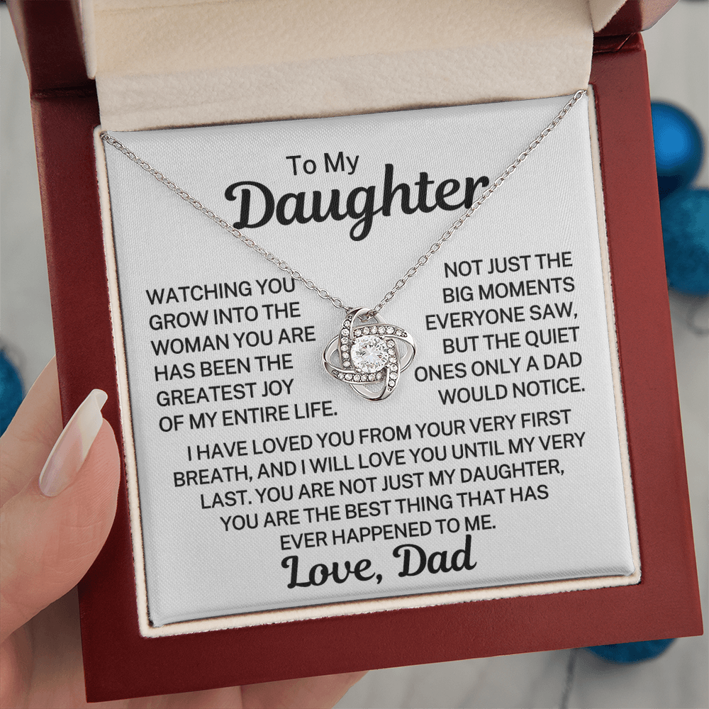 Gift for My Daughter "Very First Breath" | Love Knot Necklace