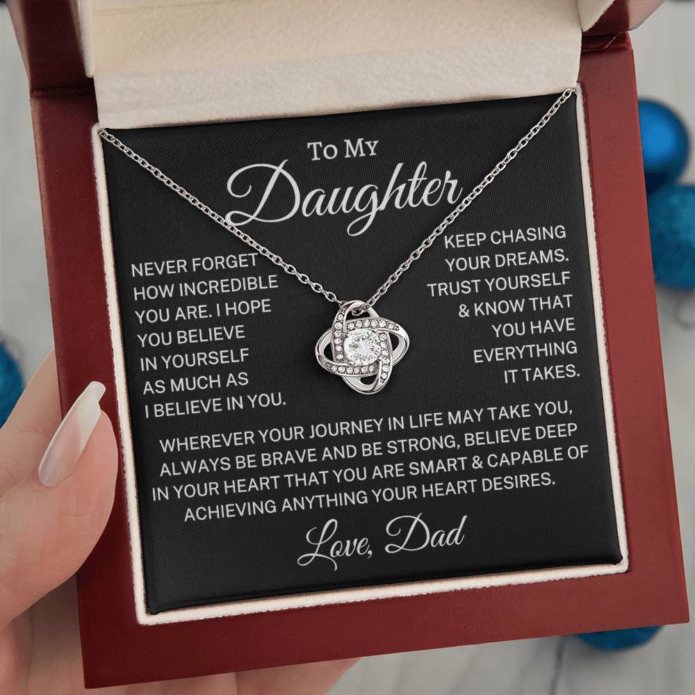 Gift for Daughter Love Dad "Anything Your Heart Desires" | Love Knot Necklace
