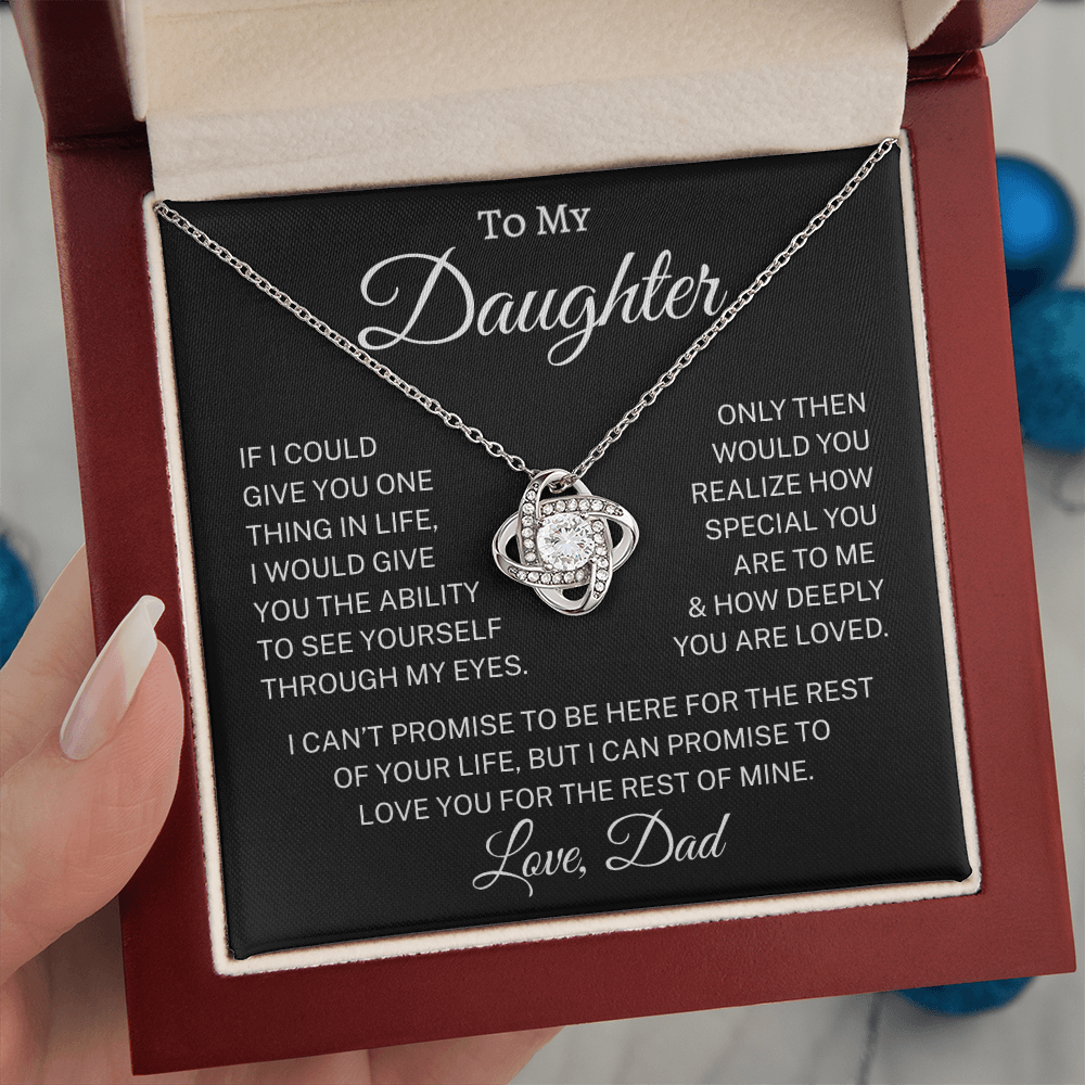Gift for Daughter From Dad "How Deeply You Are Loved" | Love Knot Necklace