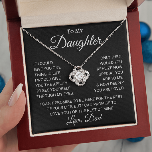 Gift for Daughter From Dad "How Deeply You Are Loved" | Love Knot Necklace