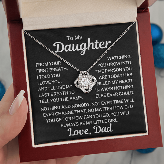 Gift for Daughter "Use My Last Breath" | Love Knot Necklace