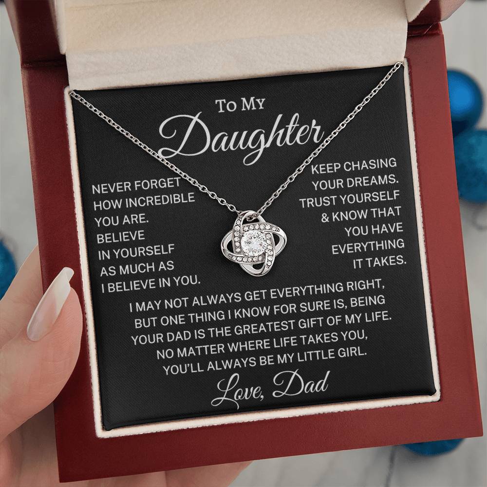 Gift for Daughter Love Dad "Greatest Gift" | Love Knot Necklace