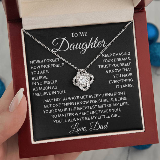 Gift for Daughter Love Dad "Greatest Gift" | Love Knot Necklace
