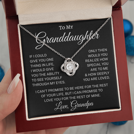 Gift for Granddaughter From Grandpa "How Deeply You Are Loved" | Love Knot Necklace