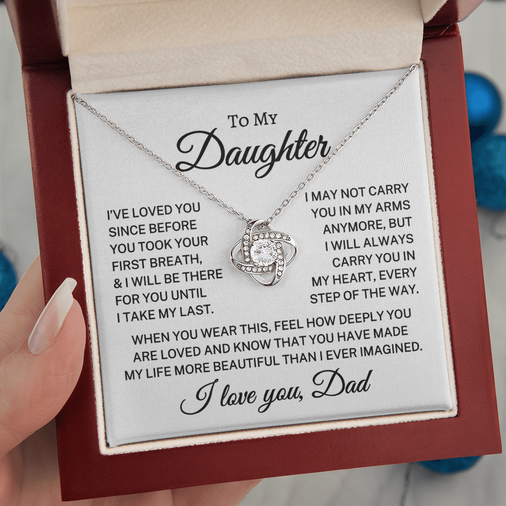 Gift for My Daughter "More Beautiful" | Love Knot Necklace