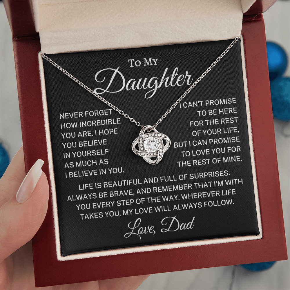 Gift for My Daughter "My Love Will Follow" | Love Knot Necklace