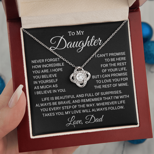 Gift for My Daughter "My Love Will Follow" | Love Knot Necklace