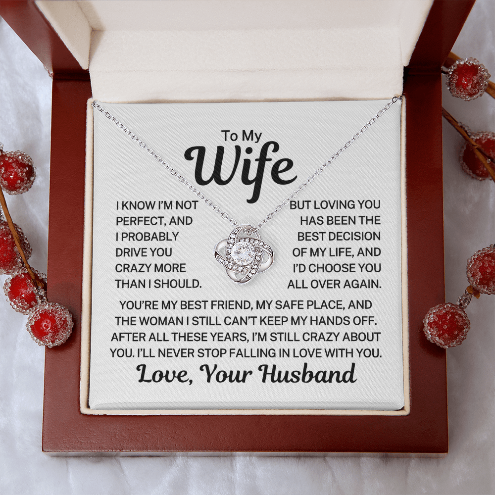 Gift for Wife "Crazy About You" |  Love Knot Necklace