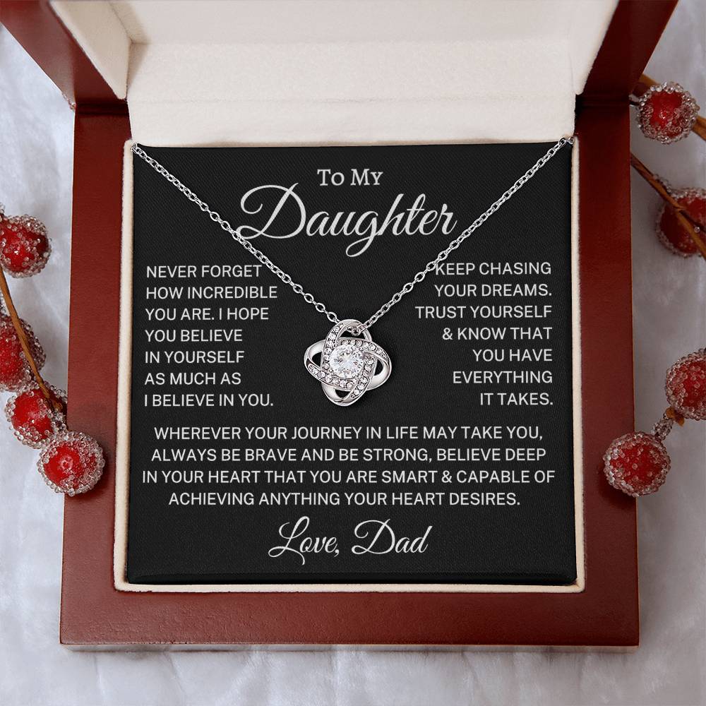 Gift for Daughter Love Dad "Anything Your Heart Desires" | Love Knot Necklace