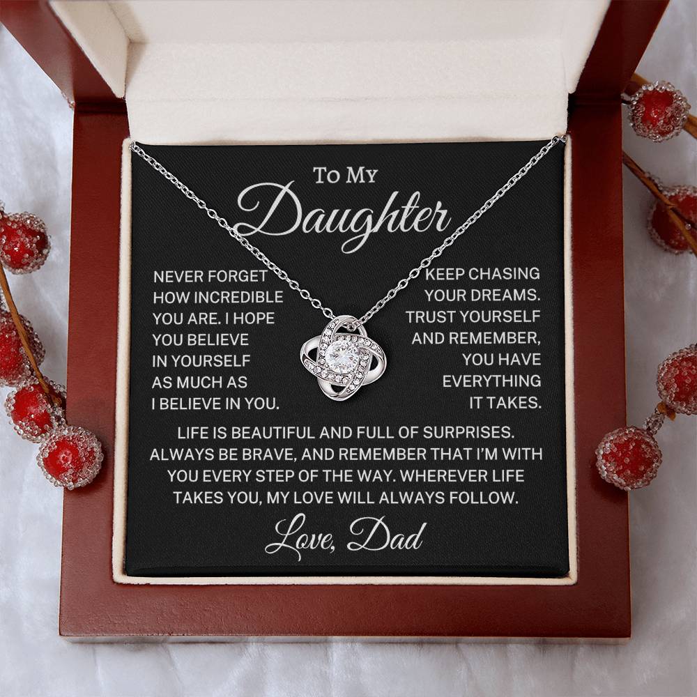 Gift for Daughter Love Dad "How Incredible You Are" | Love Knot Necklace