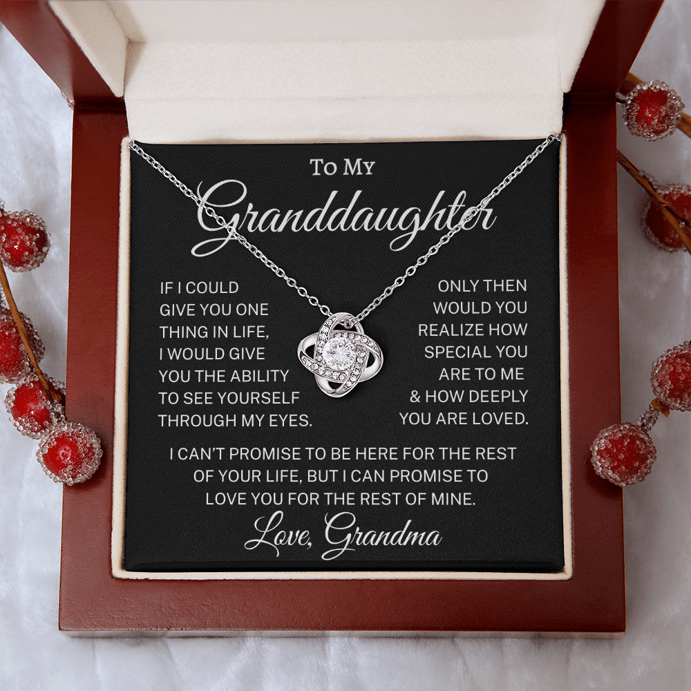 Gift for Granddaughter From Grandma "How Deeply You Are Loved" | Love Knot Necklace