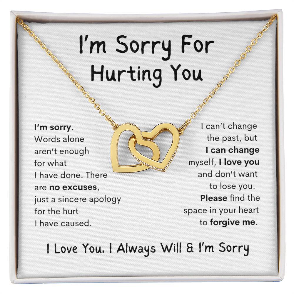 I'm Sorry | Interlocking Hearts Necklace - 18K Yellow Gold Finish / Standard Box Shoptopia Jewelry