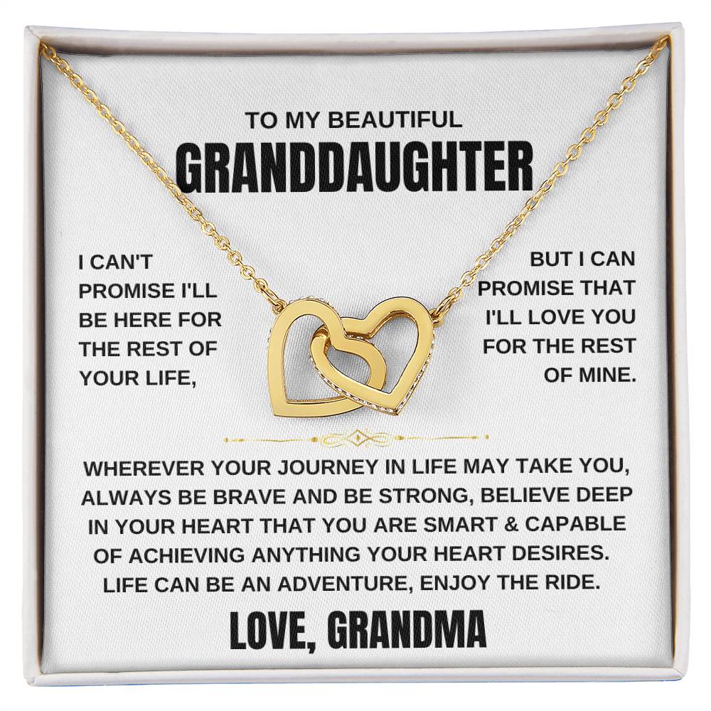 To My Granddaughter Love Grandma | Interlocking Hearts Necklace - 18K Yellow Gold Finish / Standard Box Shoptopia Jewelry