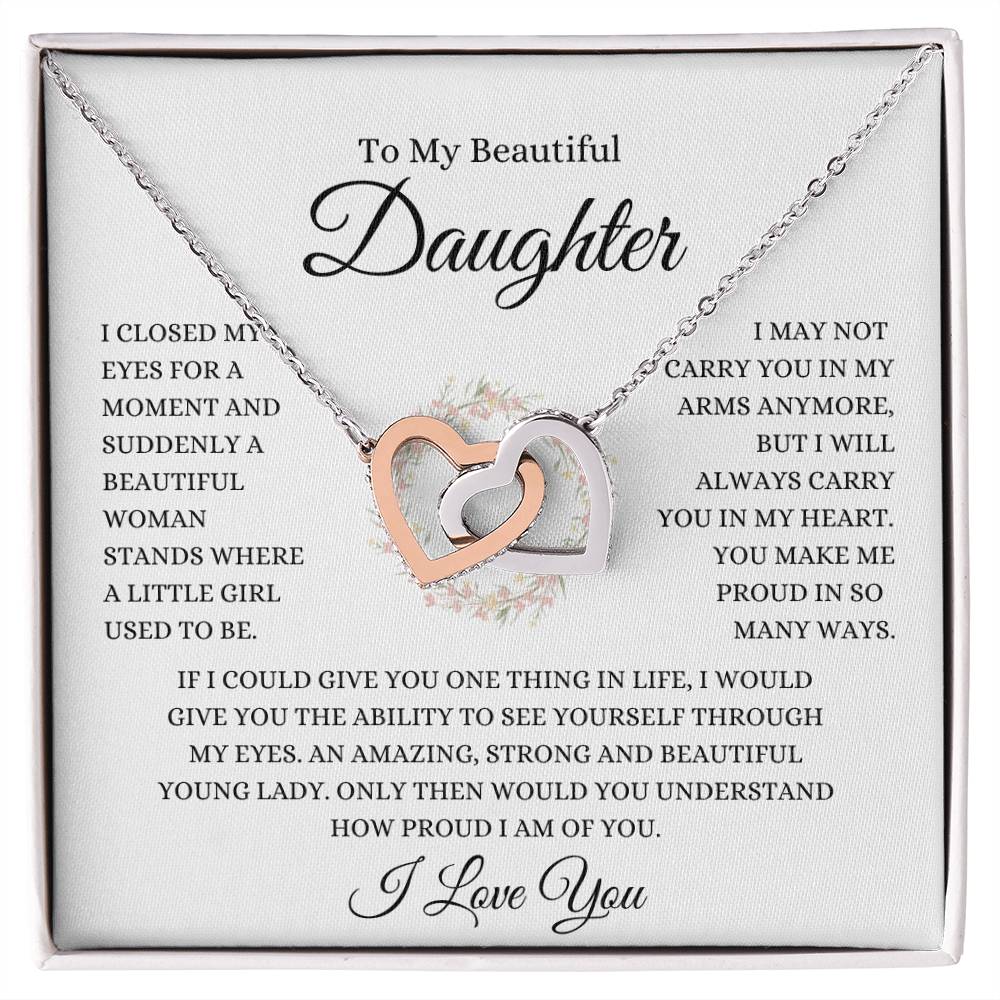 To My Daughter | Wreath | Interlocking Hearts Necklace - Shoptopia Jewelry