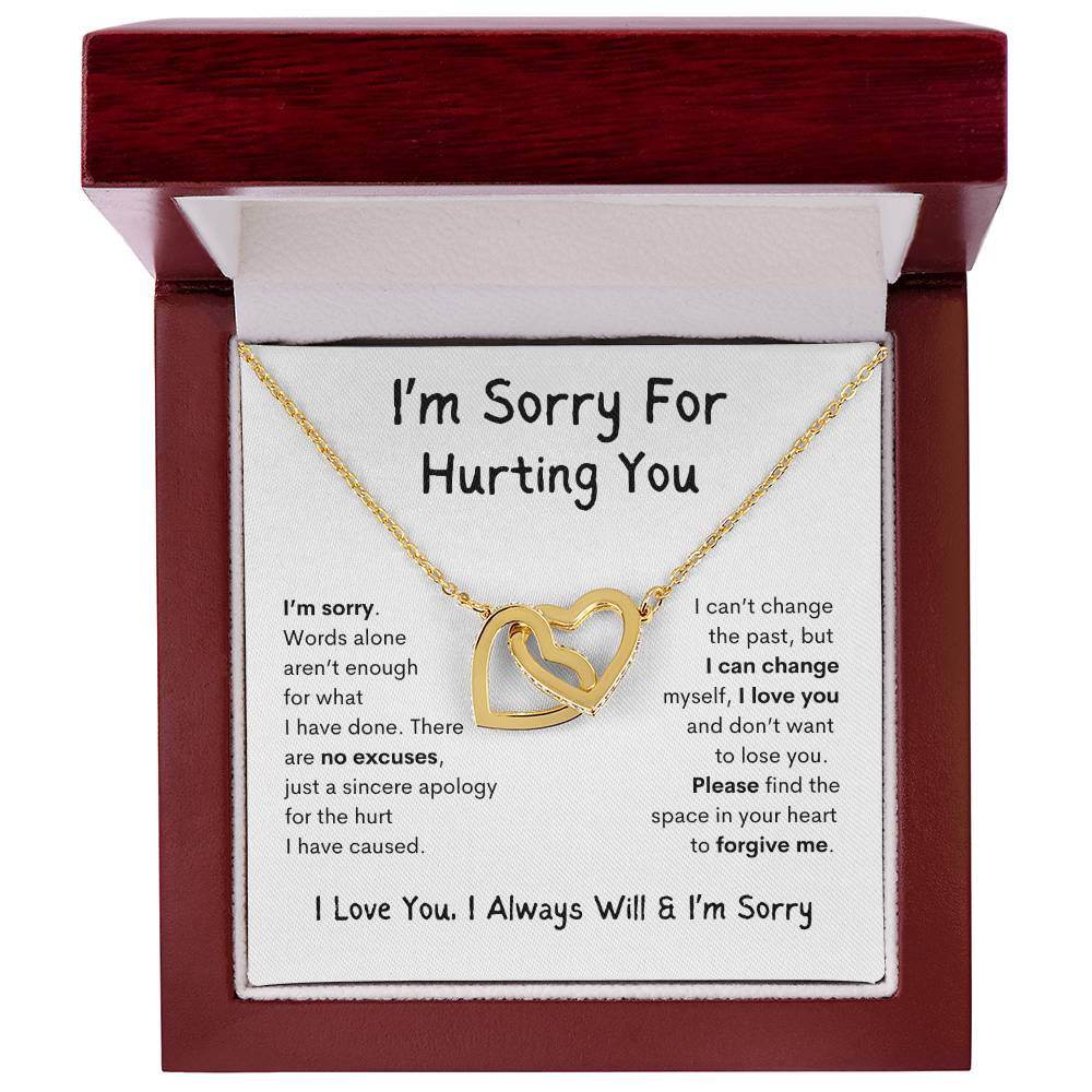 I'm Sorry | Interlocking Hearts Necklace - 18K Yellow Gold Finish / Luxury Box Shoptopia Jewelry