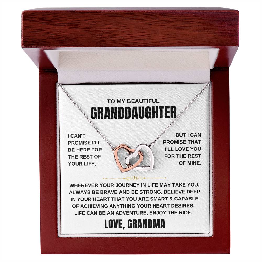 To My Granddaughter Love Grandma | Interlocking Hearts Necklace - Polished Stainless Steel & Rose Gold Finish / Luxury Box Shoptopia Jewelry