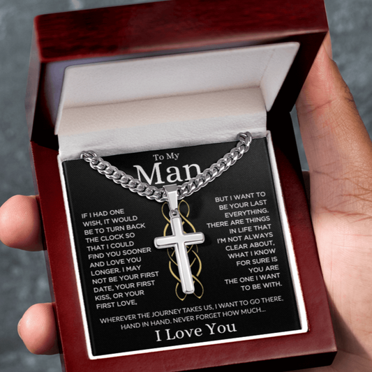 Man "Last Everything" | Cuban Chain with Artisan Cross Necklace