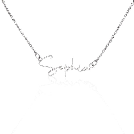 Signature Name Necklace - Polished Stainless Steel / Standard Box Shoptopia Jewelry