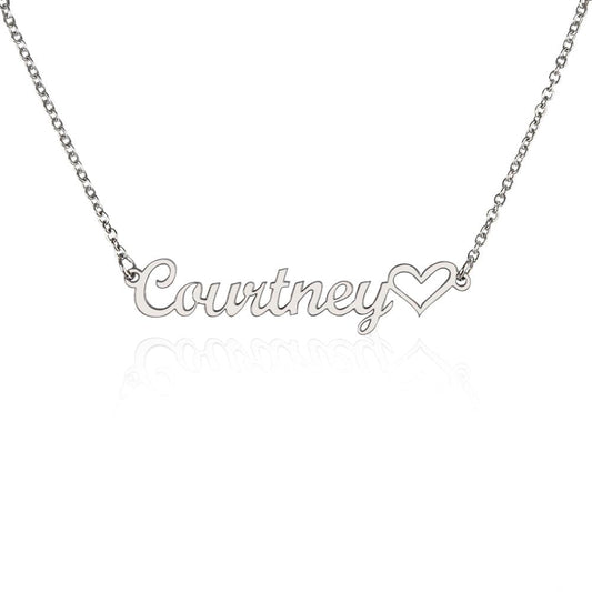 Name Necklace + Heart - Polished Stainless Steel / Standard Box Shoptopia Jewelry