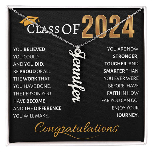 Graduation "Class of 2024" | Personalized Vertical Name Necklace