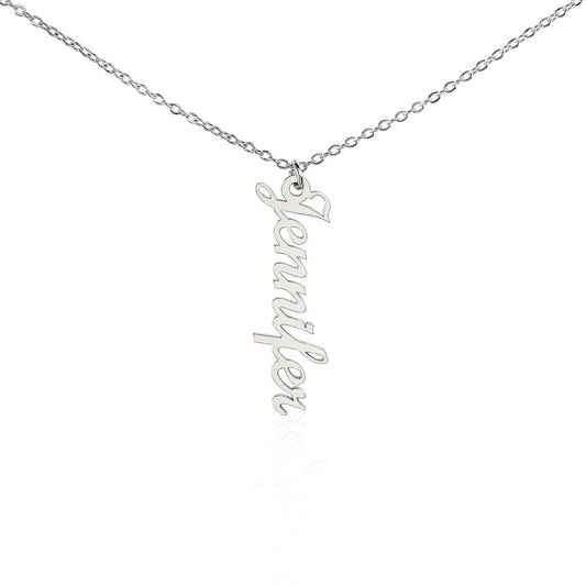 Vertical Name Necklace - Polished Stainless Steel / Standard Box Shoptopia Jewelry