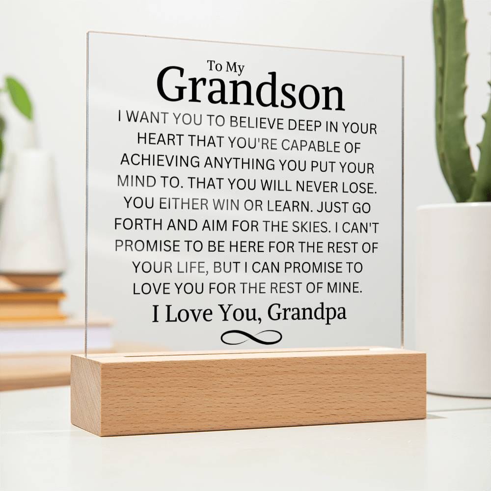 Grandson Love Grandpa "You Never Lose" |  Acrylic LED Night Light