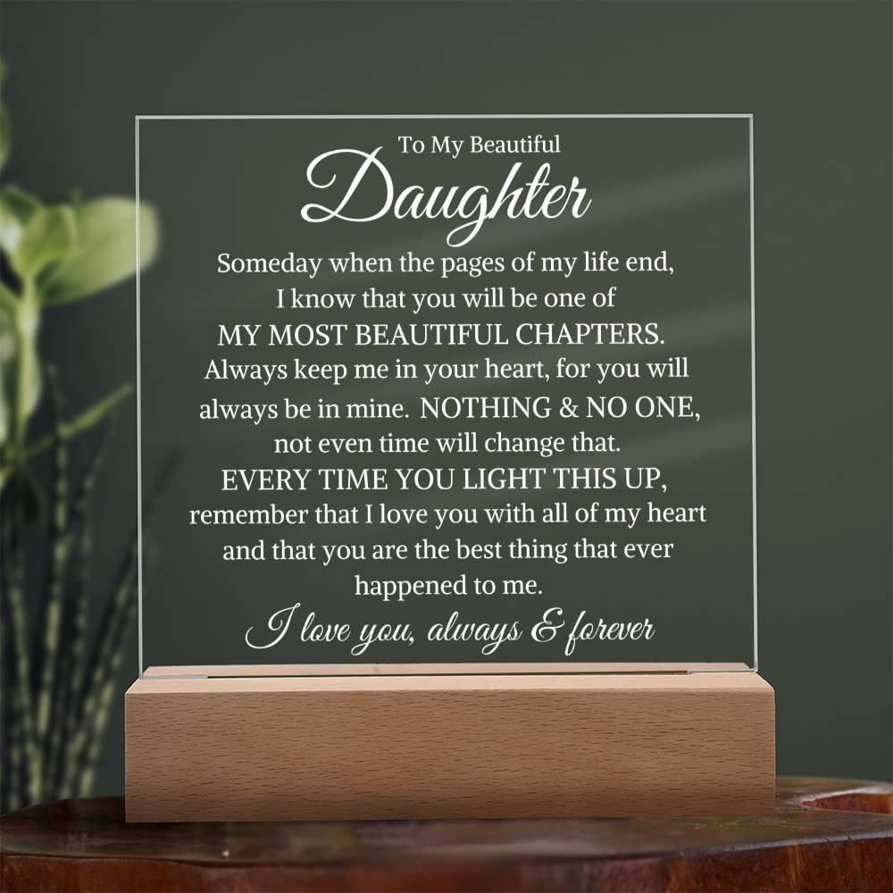 Daughter Love You Always and Forever | Acrylic LED Light - Shoptopia Jewelry