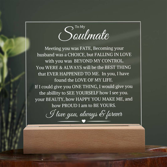 Soulmate "Beyond My Control" From Husband | Square LED Night Light - Shoptopia Jewelry