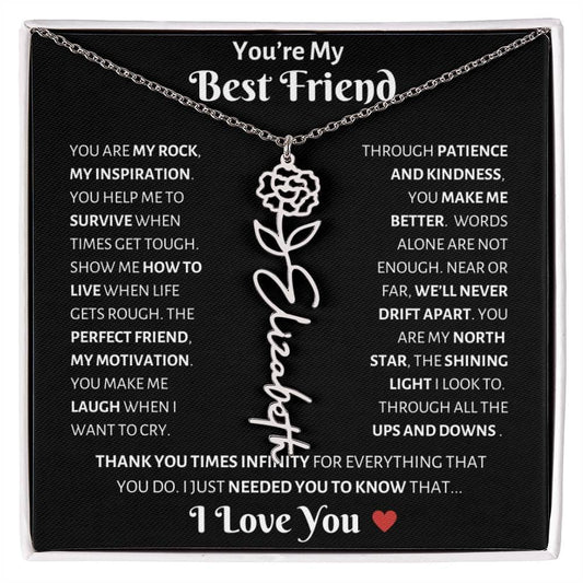 You're My Best Friend | Flower Name Necklace - Polished Stainless Steel / Standard Box / January Shoptopia Jewelry